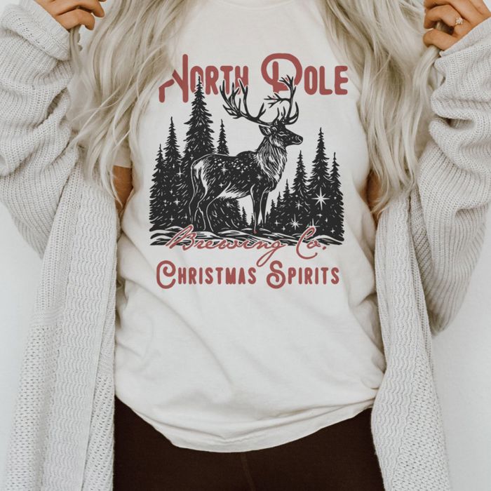 North Pole Brewing Spirits Christmas Holiday Cheer - Soft Longer Length Bella Canvas Tee