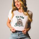  Tis The Season Snowy Cozy Christmas Bookshop - Soft Longer Length Graphic Tee Bella Canvas