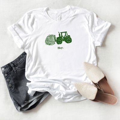 Hey - Hay Funny Farming Tractor Farm Life - Soft Longer Length Bella Canvas