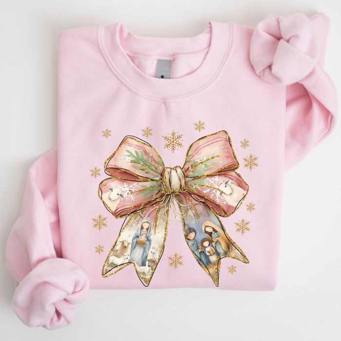 Nativity Faux Gold Glitter Bold Christian Jesus Is The Reason - Sweatshirt Drop Shoulder
