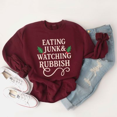 Eating Junk And Watching Rubbish Funny Christmas  - Comfy Drop Should Sweatshirt