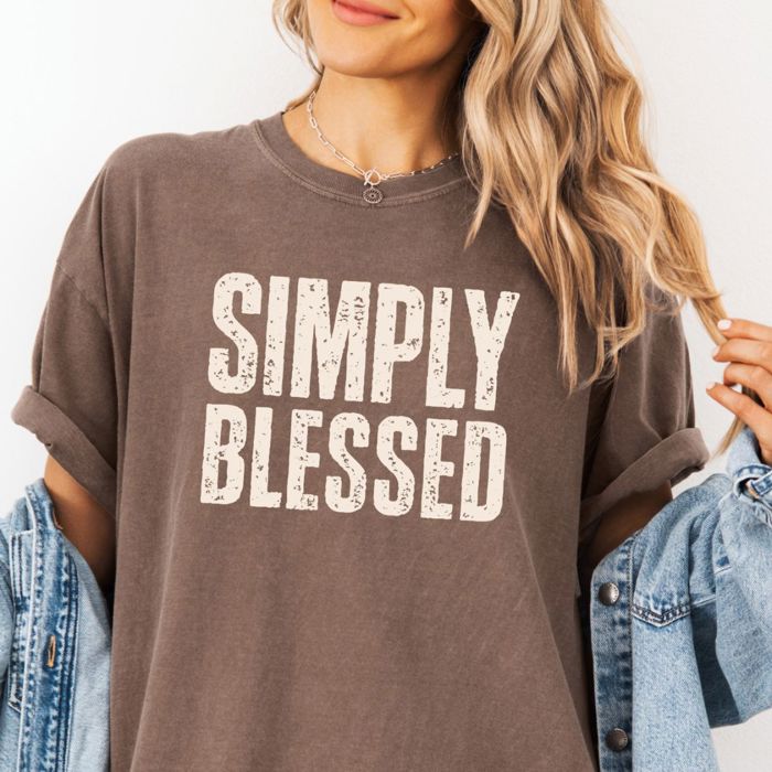 Simply Blessed - Thanksgiving Gratitude Feeling Blessed - T-Shirt Soft Wash Cotton Heavyweight Tee (Unisex)  Comfort Colors