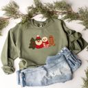  Faux Felted Quilted Adorable Christmas Characters For The Holidays - Sweatshirt (Crewneck)  Poly-Cotton Colors (Unisex)  Gildan