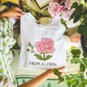  Faux Cross Stitched I'm From The 1900s Cross Stitched Pattern of a Vintage Rose - Drop Shoulder Comfy Sweatshirt