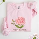 Faux Cross Stitched I'm From The 1900s Cross Stitched Pattern of a Vintage Rose - Drop Shoulder Comfy Sweatshirt
