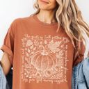 The Quiet Of Fall Linocut Pumpkin Print  - T-Shirt Soft Washed Cotton Heavyweight Tee (Unisex)  Comfort Colors