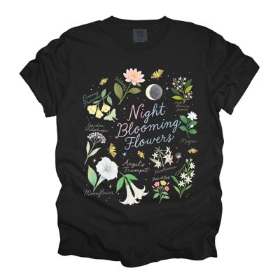 Night Blooming Flowers Botanist Plant Lovers - T-Shirt (Crewneck)  100 Cotton Heavyweight Tee (Unisex)  Comfort Colors