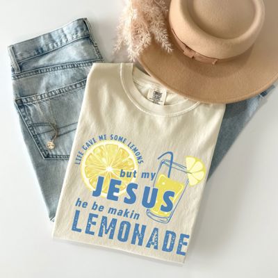 Life Gave Me Some Lemons But My Jesus He Be Makin Lemonade Christian Bible Uplifting - T-Shirt Soft Washed Cotton Heavyweight Tee (Unisex)  Comfort Colo