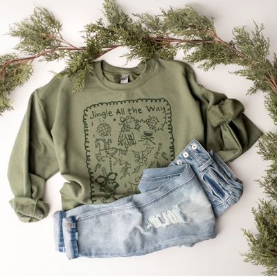 Jingle All The Way Christmas Doodles - Sweatshirt Drop Shoulder Comfy Sweatshirt