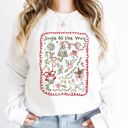  Jingle All the Way Green And Red Christmas Doodles - Comfy Drop Shoulder Sweatshirt