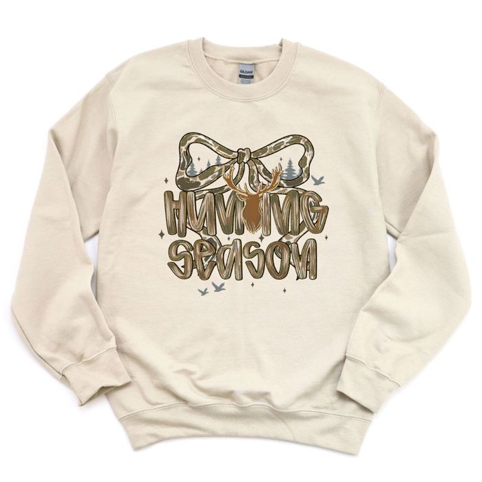 Hunting Season Girl Style With Bow and Accents - Comfy Drop Shoulder Sweatshirt