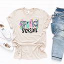  Spooky Season Faux Glitter Cute Ghosties - T-Shirt (Crewneck)  100 Cotton Solid Colors Jersey Tee (Unisex)  Bella Canvas, T-Shirt (Crewneck)  Poly-Cotton He