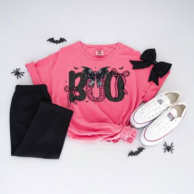 Coquette Boo Halloween Lacey Ghost Coquette Fall  - T-Shirt (Crewneck)  100 Percent Soft Washed Cotton Heavyweight Tee (Unisex)  Comfort Colors