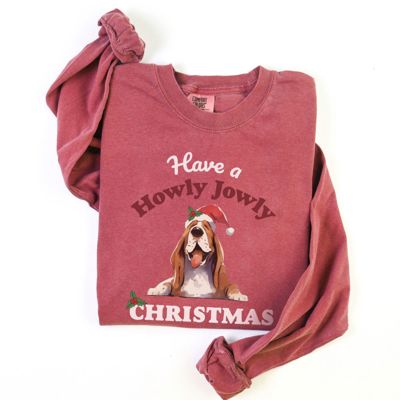 Have A Howly Jowly Christmas Cute Puppy Dog Holidays - Long Sleeve (Heavyweight)  100 Percent Cotton Goodness Comfort Colors