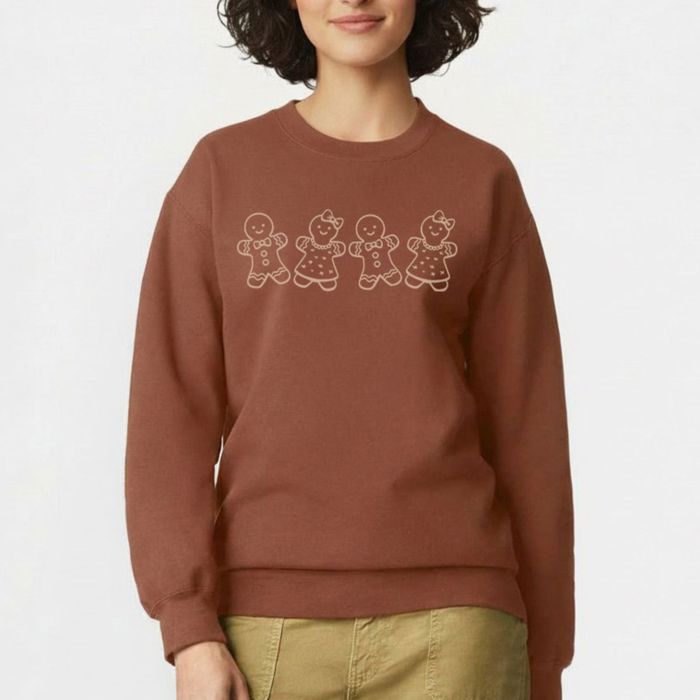 Gingerbread Couple In A Row Christmas Style - Drop Shoulder Super Softstyle Midweight Crewneck Sweatshirt