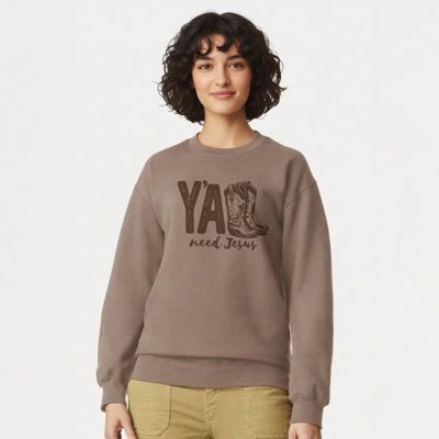 Y'all Need Jesus Country Western Christian Style - Drop Shoulder Softstyle Midweight Crewneck Sweatshirt