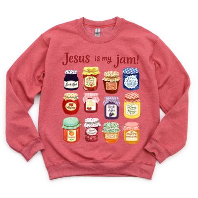 Jesus is my Jam Christian Bible Inspirational Jesus Name Titles - Comfy Drop Shoulder Sweatshirt
