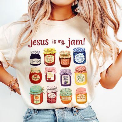 Jesus is my Jam Christian Bible Inspirational Jesus Name Titles - 100 Percent Cotton Comfort Colors Unisex Soft Wash Style T-Shirt