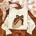  Striped Faux Seersucker Coquette Football Fall With Cheetah Bow - Unisex Softstyle Midweight Crewneck Sweatshirt