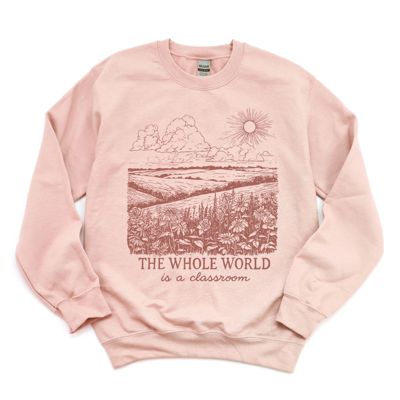 The Whole World Is A Classroom Landscape Sketch - Sweatshirt (Crewneck)  Poly-Cotton Colors (Unisex)  Gildan, Unisex Softstyle Midweight Crewneck Sweatshirt