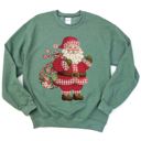 Classic Christmas Santa Claus With Plaid Accents And Floral Bag - Comfy Drop Shoulder Sweatshirt