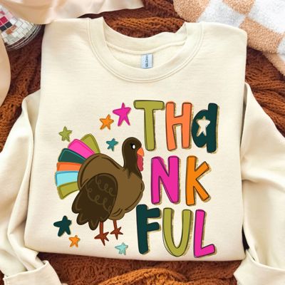 Thanksgiving Thankful Sparkle Turkey - Unisex Softstyle Midweight Crewneck Sweatshirt