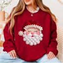  Felted Faux Quilted 1980s Style Santa Claus Christmas Plaid - Sweatshirt (Crewneck)  Poly-Cotton Colors (Unisex)  Gildan