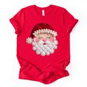  Faux Quilted 1980s Style Vintage Santa Claus Christmas - T-Shirt (Crewneck)  100 Cotton Solid Colors Jersey Tee (Unisex)  Bella Canvas, T-Shirt (Crewneck)  