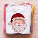  Faux Quilted 1980s Style Vintage Santa Claus Christmas - T-Shirt (Crewneck)  100 Cotton Solid Colors Jersey Tee (Unisex)  Bella Canvas, T-Shirt (Crewneck)  