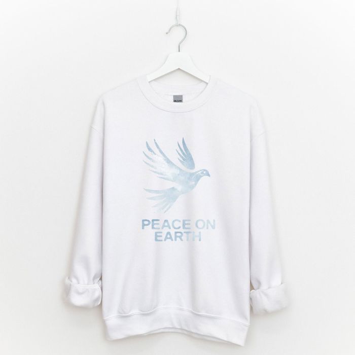 Peace On Earth Christmas Watercolor Dove Christian Inspired - Sweatshirt (Crewneck)  Poly-Cotton Colors (Unisex)  Gildan