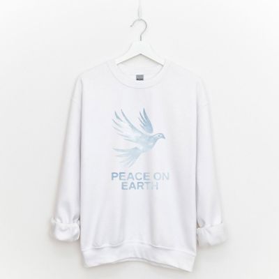 Peace On Earth Christmas Watercolor Dove Christian Inspired - Sweatshirt (Crewneck)  Poly-Cotton Colors (Unisex)  Gildan