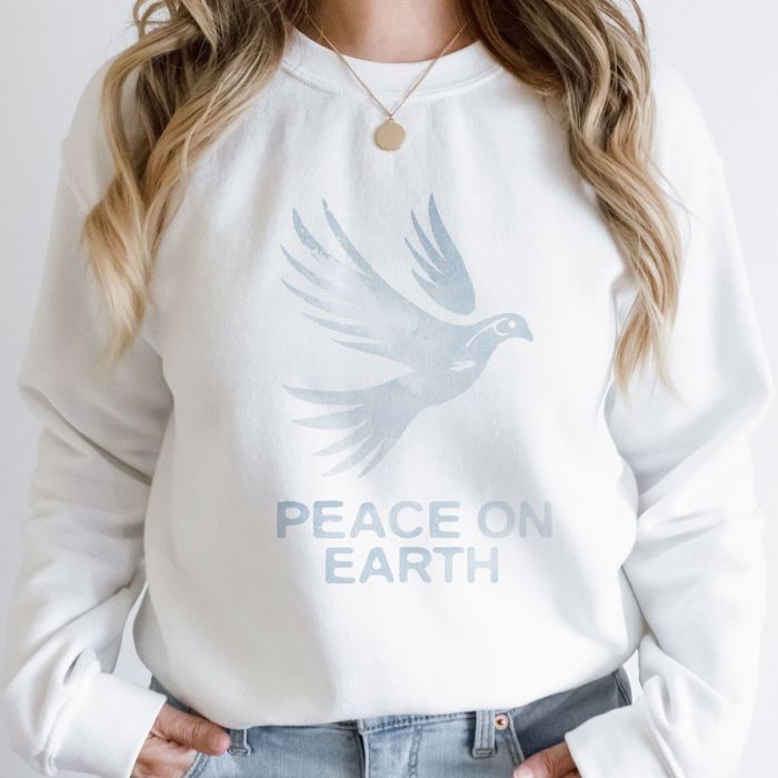 Peace On Earth Christmas Watercolor Dove Christian Inspired - Sweatshirt (Crewneck)  Poly-Cotton Colors (Unisex)  Gildan