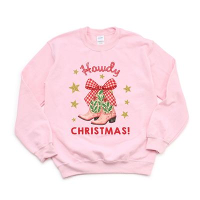 Howdy Christmas Cowboy Boots - Sweatshirt (Crewneck)  Poly-Cotton Colors (Unisex)  Gildan