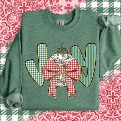 Joy Christmas Ornament With Bow Cottage Core - Comfy Drop Should Sweatshirt
