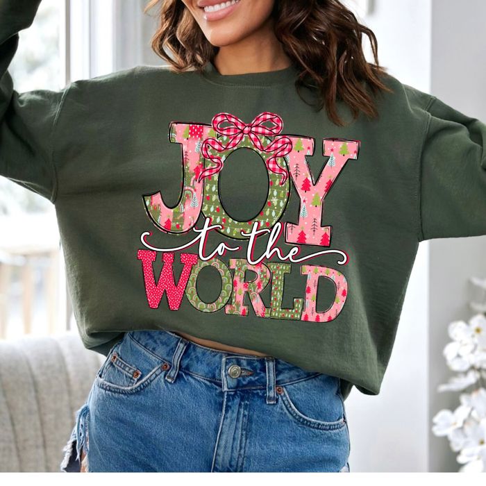 Joy To The World Christmas Holiday Cheer - Sweatshirt (Crewneck)  Poly-Cotton Colors (Unisex)  Gildan