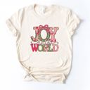  Joy To The World Cheerful Christmas Holiday Sketch - Soft Longer Length Bella Canvas Tee