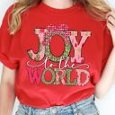  Joy To The World Cheerful Christmas Holiday Sketch - Soft Longer Length Bella Canvas Tee