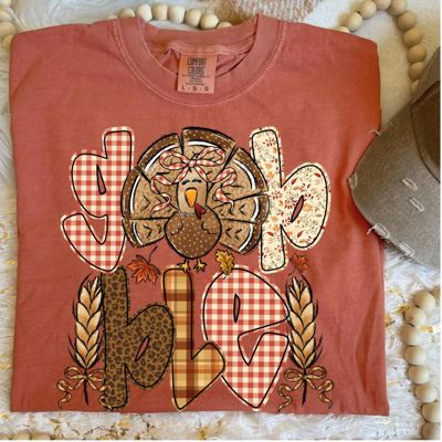 Cute Gobble Turkey Thanksgiving - T-Shirt 100 Soft Wash Cotton Heavyweight Tee Comfort Colors