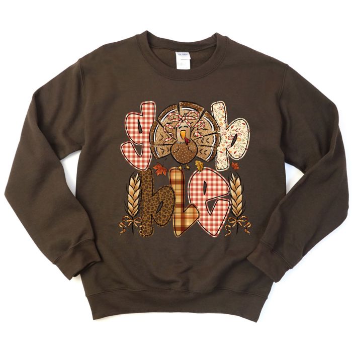 Cute Gobble Turkey Thanksgiving Fall - Comfy Drop Shoulder Sweatshirt