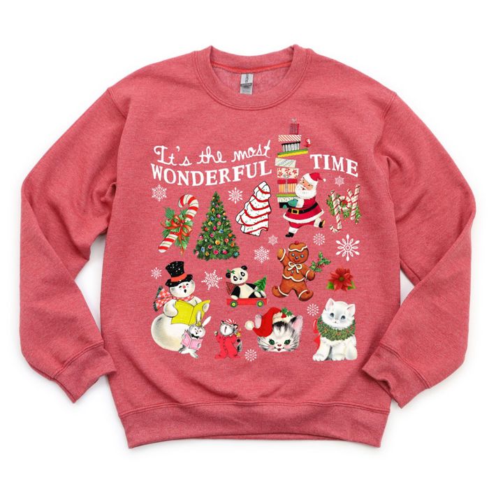Its The Most Wonderful Time Of The Year - Vintage Christmas Holiday Card Cut Outs - Sweatshirt (Crewneck)  Poly-Cotton Colors (Unisex)  Gildan