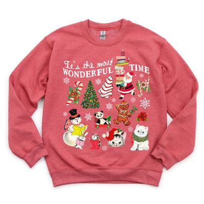 Its The Most Wonderful Time Of The Year - Vintage Christmas Holiday Card Cut Outs - Sweatshirt (Crewneck)  Poly-Cotton Colors (Unisex)  Gildan