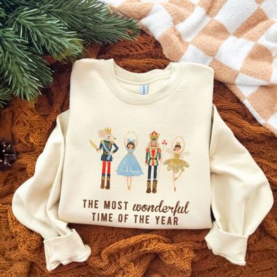 The Most Wonderful Time Of The Year Nutcracker Christmas Ballet Watercolor - Sweatshirt (Crewneck)  Poly-Cotton Colors (Unisex)  Gildan