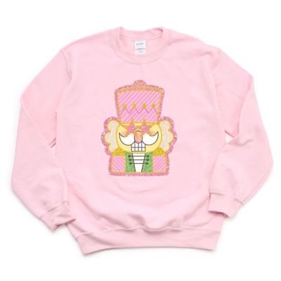 Faux Sparkle Pink Christmas Nutcracker  - Sweatshirt (Crewneck)  Poly-Cotton Colors (Unisex)  Gildan