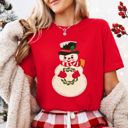  Faux Sparkle Snowman Vintage Christmas Card Style - Soft and Comfy Bella Canvas Tee