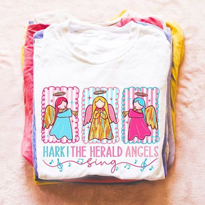 Hark the Herald Angels Sing Faux Glitter Christmas - Soft and Comfy Bella Canvas T-Shirt