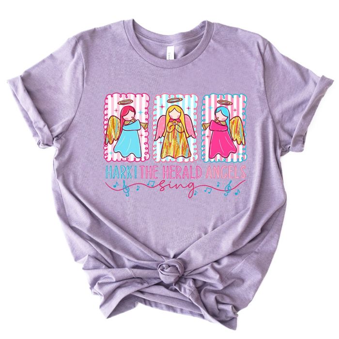 Hark the Herald Angels Sing Faux Glitter Christmas - Soft and Comfy Bella Canvas T-Shirt