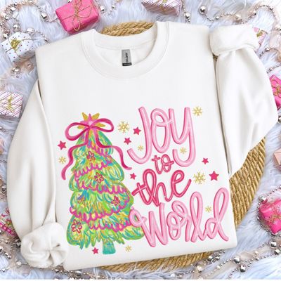 Joy To The World Christmas Carol Tree - Comfy Drop Shoulder Sweatshirt