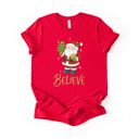  Believe Christmas Santa With Star and Tree - Soft and Comfy Bella Canvas T-Shirt