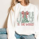  Joy To The World Coquette Ribbon Christmas Tree - Sweatshirt (Crewneck)  Poly-Cotton Colors (Unisex)  Gildan