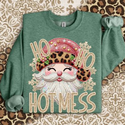 HO HO HOtmess Santa Claus Glitter Christmas Cuteness - Comfy Drop Shoulder Sweatshirt